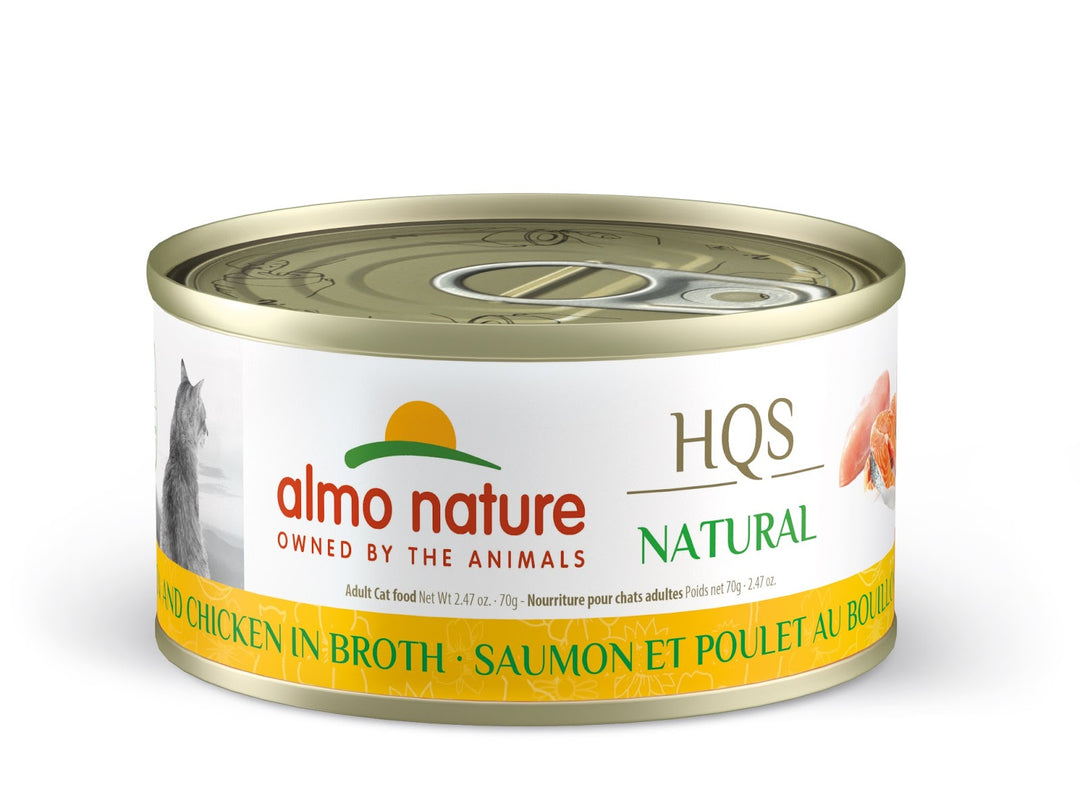 ALMO HQS NATURAL Chat Saumon & Poulet au Bouillon 70g