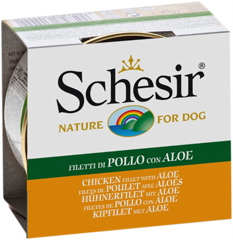 Schesir - Chien Adulte Gelée de Poulet avec Aloés - Nourriture Humide Sans Grains pour Chiens