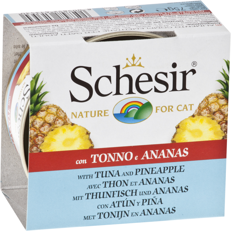 Schesir - Chat Adulte Thon, Morceaux d'Ananas et Riz - Nourriture Humide pour Chats