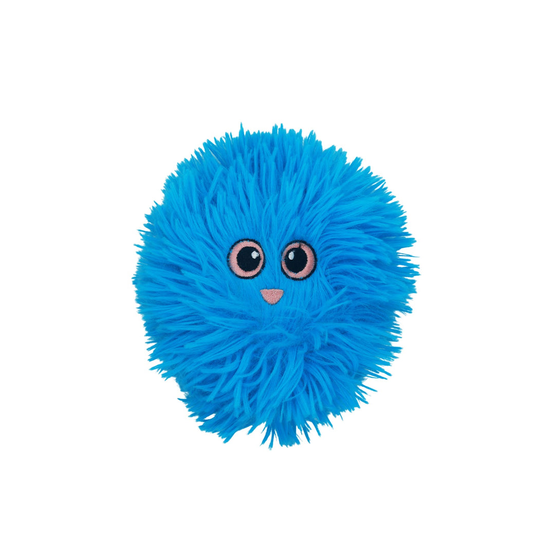 BUD'Z Jouet Chien Petite Balle Joufflue 3 Tissus en Peluche 10cm Bleu