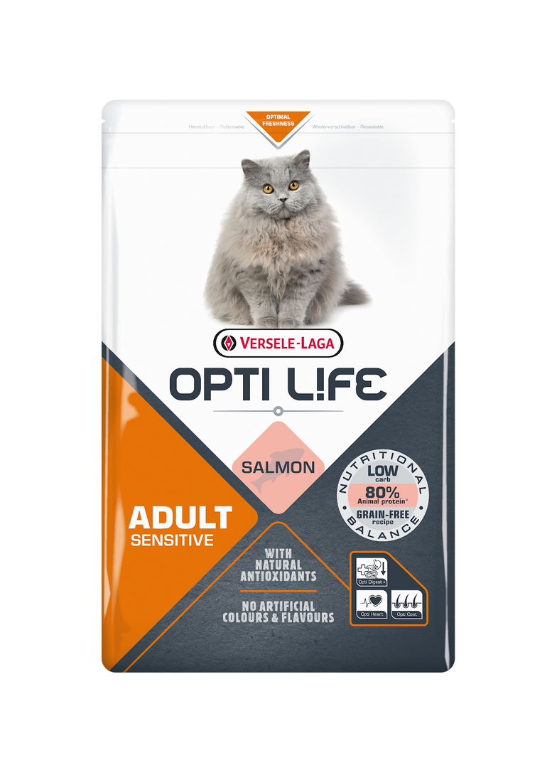 Opti Life - Chat Adulte Sensible Saumon - Nourriture Sèche pour Chats