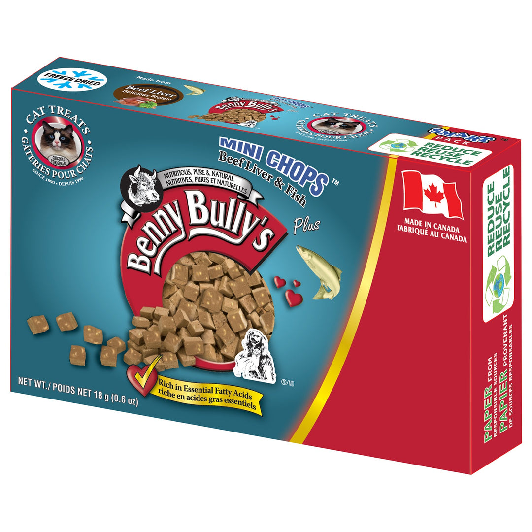 BENNY BULLY'S Mini Chops Gâteries Chat Foie Boeuf & Poisson 18g