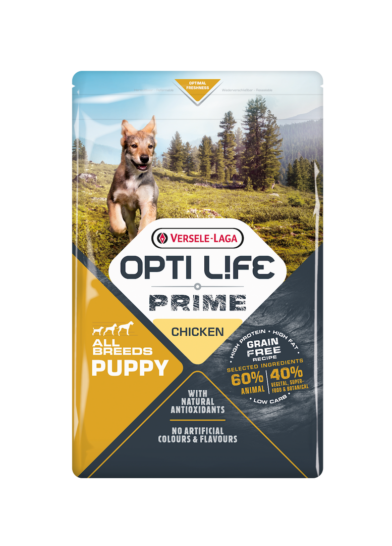 Opti Life Prime - Chiot Poulet - Nourriture Sèche Sans Grains pour Chiens