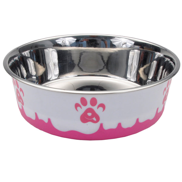 MASLOW Bol Acier Inox 185g Blanc & Rose