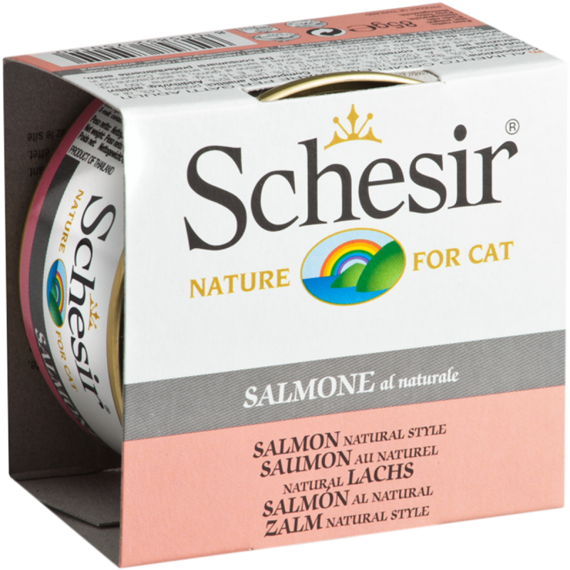Schesir - Chat Adulte Saumon au Naturel en Eau de Cuisson - Nourriture Humide pour Chats