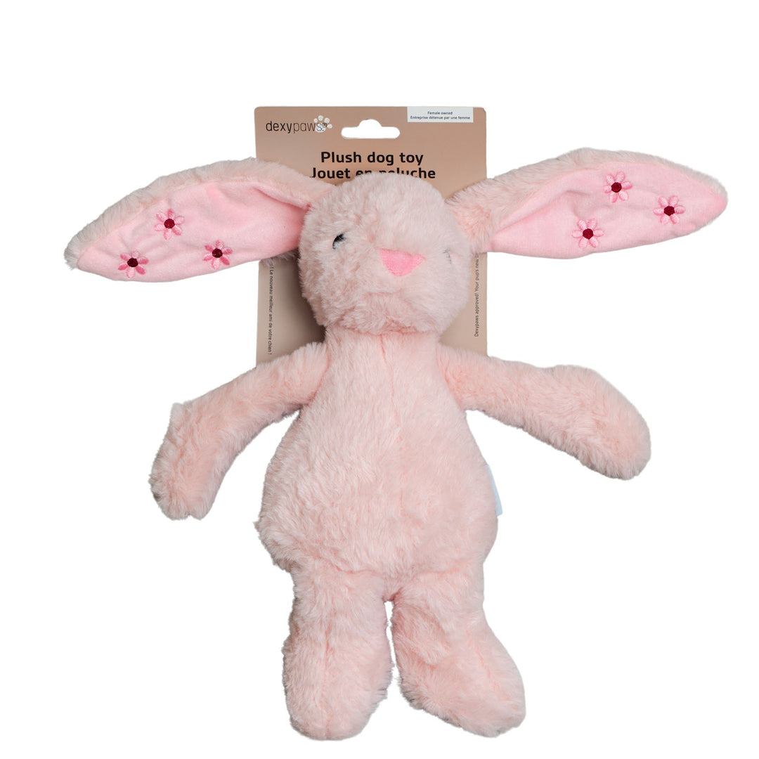 DEXYPAWS Jouet Chien Peluche Lapin Rose Poudré