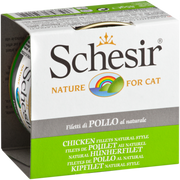 Schesir - Chat Adulte Filets de Poulet au Naturel en Eau de Cuisson - Nourriture Humide pour Chats