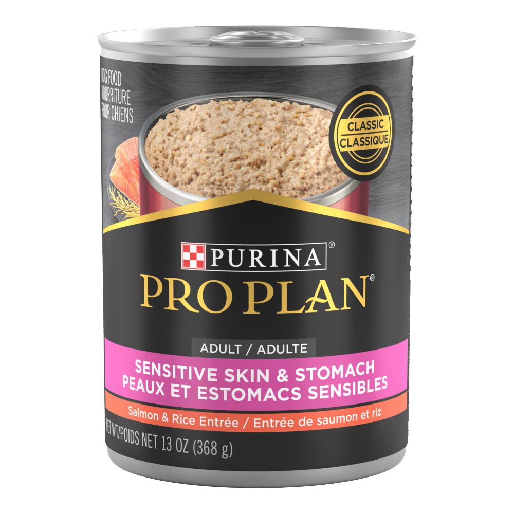 Purina Pro Plan - Chien Adulte Peau et Estomac Sensibles, Saumon et Riz en Pâté - Nourriture Humide pour Chiens