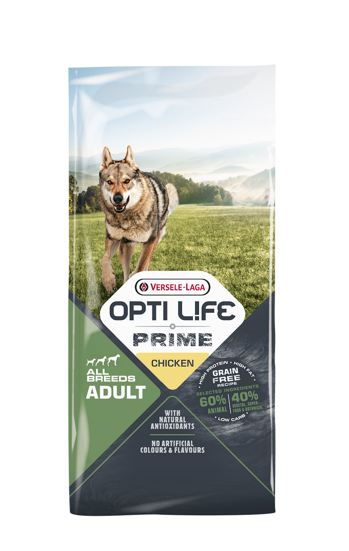 Opti Life Prime - Chien Poulet - Nourriture Sèche Sans Grains pour Chiens