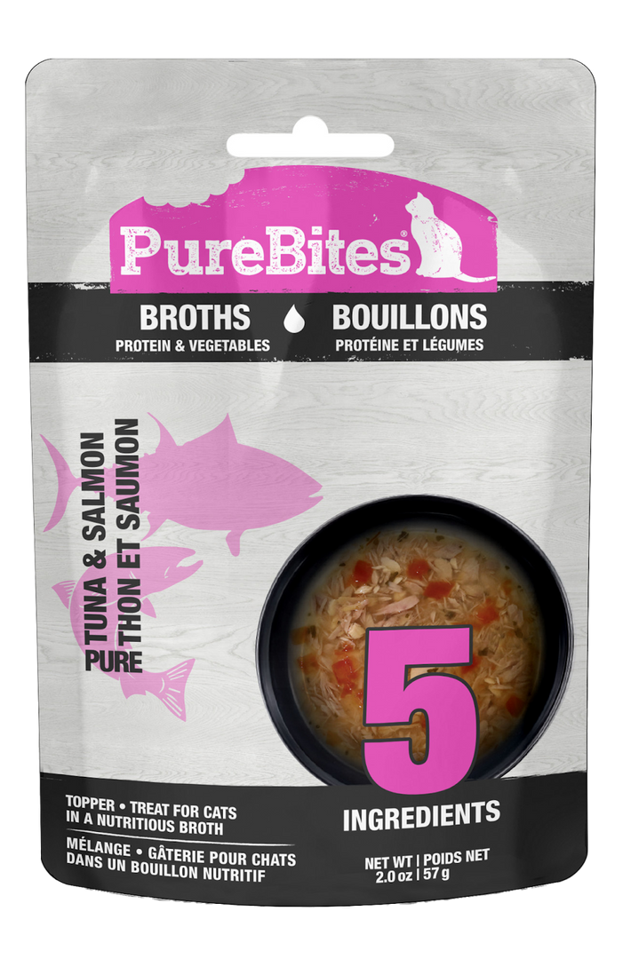 PureBites - Chat Thon et Saumon avec Légumes en Bouillon - Garniture pour Chats en Sachet