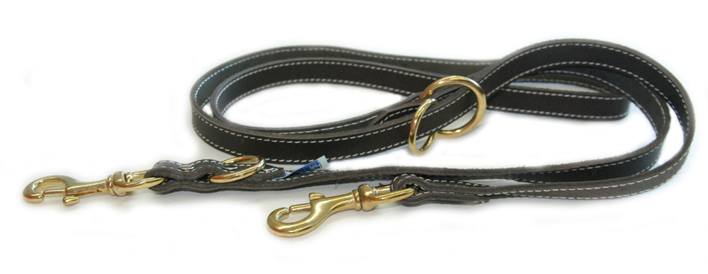 ARIZONA Laisse Cuir Double 5 Positions 3/4x72" Noir