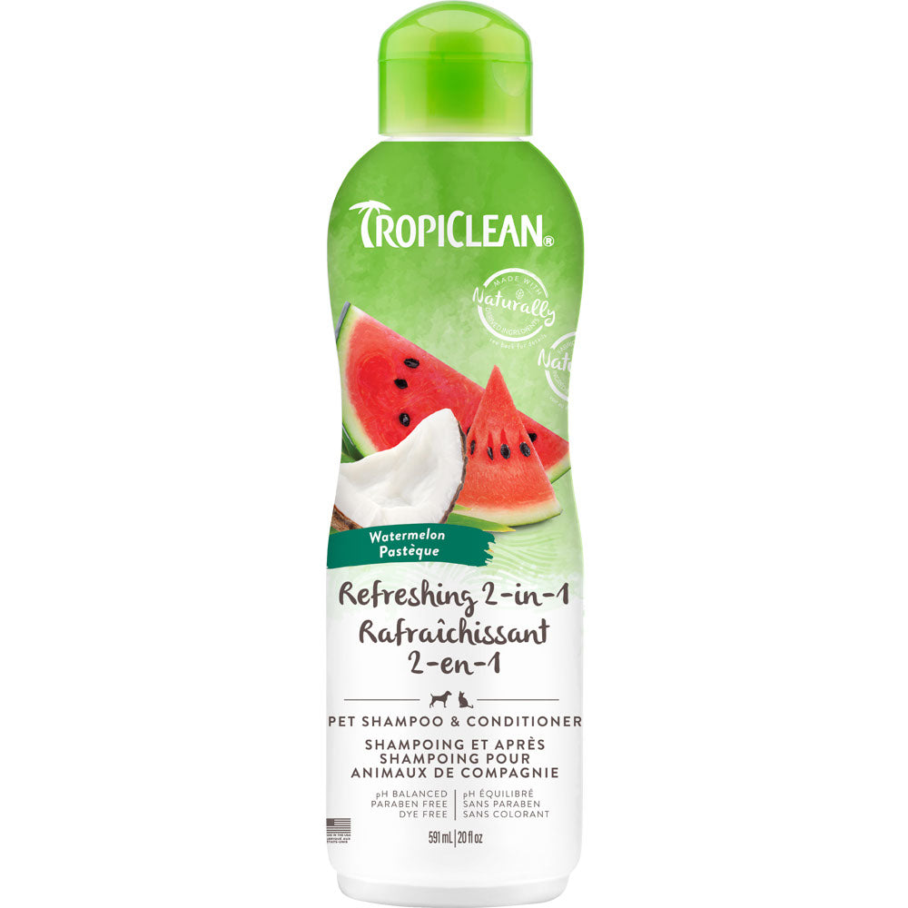 TROPICLEAN Shampoing 2 en 1 Melon d'Eau 20oz