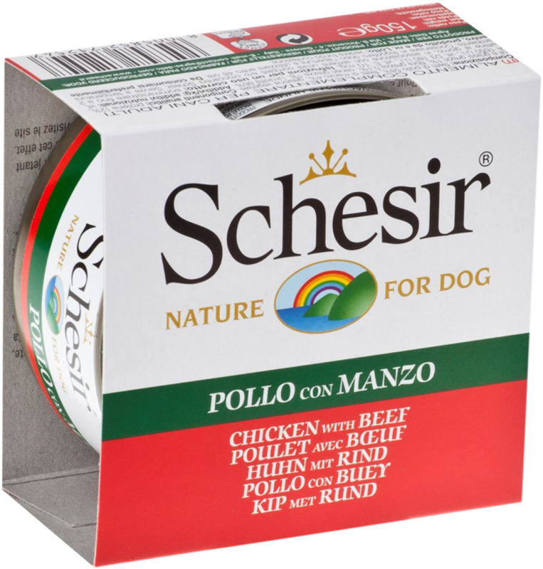 Schesir - Chien Adulte Gelée de Filets de Poulet avec Boeuf - Nourriture Humide Sans Grains pour Chiens