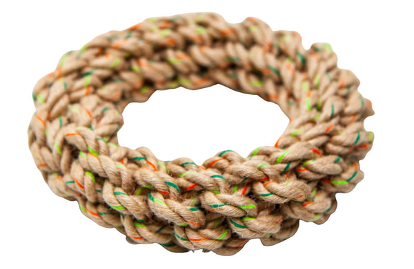 DEFINE PLANET Jouet Chien Corde de Chanvre & Anneau Tressé M