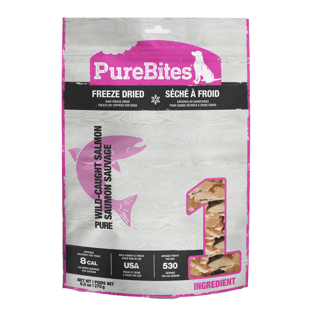 PureBites - Saumon Sauvage - Gâteries ou Garnitures Lyophilisées pour Chiens