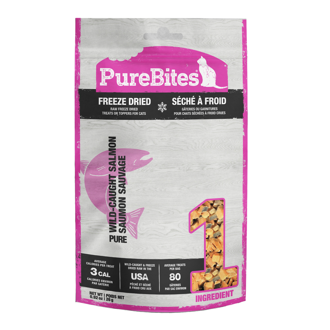 PureBites - Saumon Sauvage - Gâteries ou Garnitures Lyophilisées pour Chats
