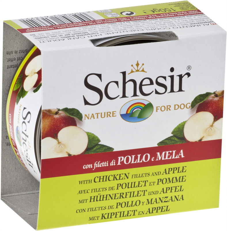 Schesir - Chien Adulte Gelée de Poulet avec Pomme - Nourriture Humide Sans Grains pour Chiens