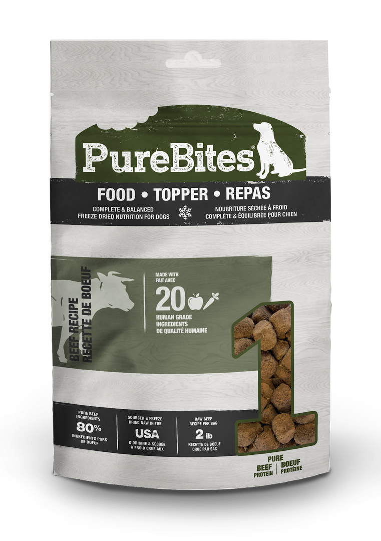 Purebites - Chien Boeuf - Nourriture Sèche Lyophilisée pour Chiens