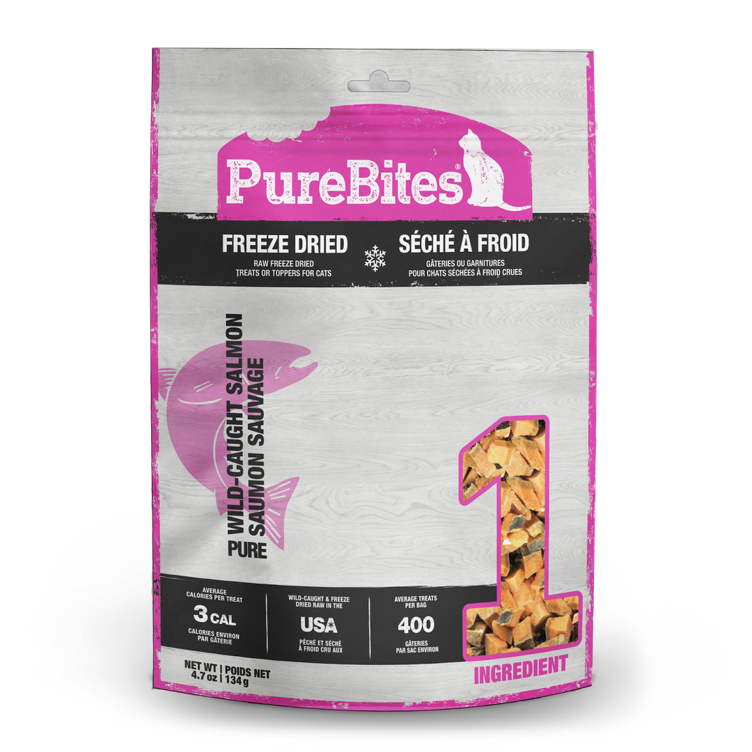 PureBites - Saumon Sauvage - Gâteries ou Garnitures Lyophilisées pour Chats