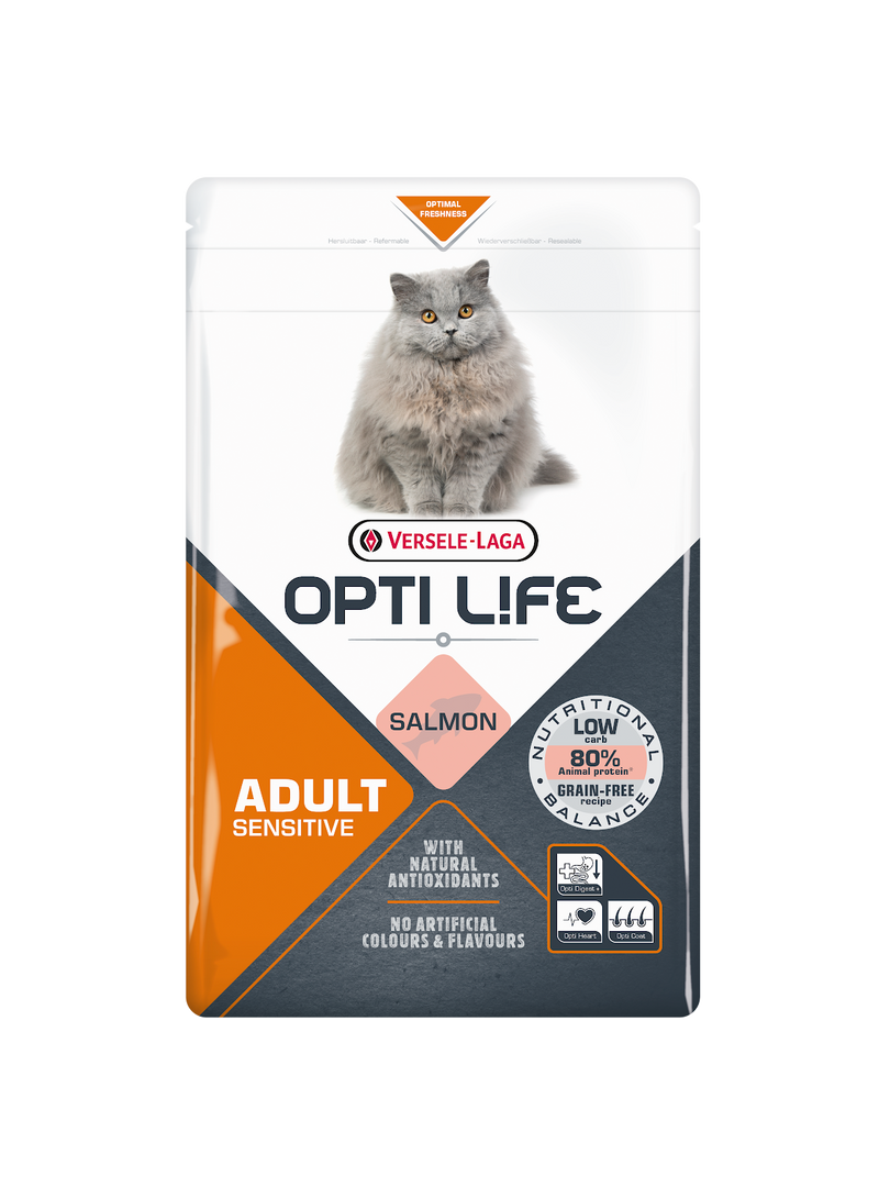 Opti Life - Chat Adulte Sensible Saumon - Nourriture Sèche pour Chats