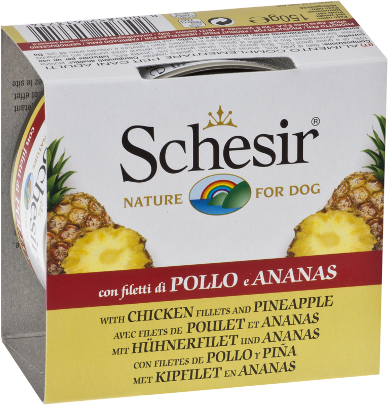Schesir - Chien Adulte Gelée de Poulet avec Ananas - Nourriture Humide Sans Grains pour Chiens