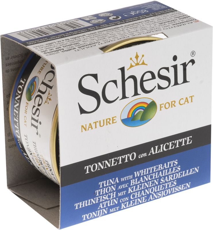 Schesir - Chat Adulte Thon et Blanchailles en Gelée - Nourriture Humide pour Chats