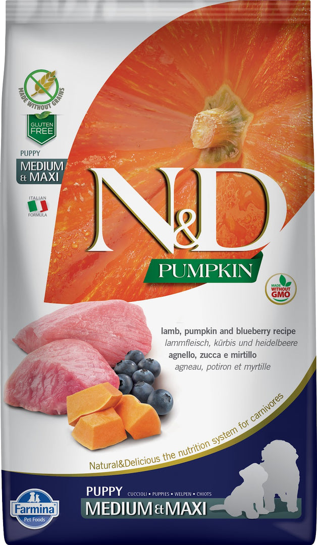 N&D CITROUILLE Chiot MR & GR Agneau & Myrtille SG 12kg