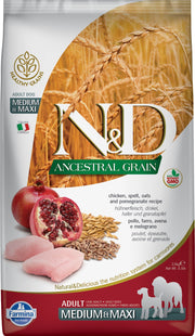N&D GRAINS ANCESTRAUX Chien MR & GR Poulet & Grenade 2.5kg