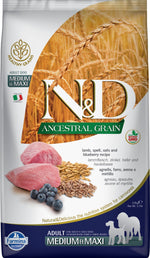 Voir l’image dans la galerie, N&amp;D GRAINS ANCESTRAUX Chien MR &amp; GR Agneau &amp; Myrtille 2.5kg
