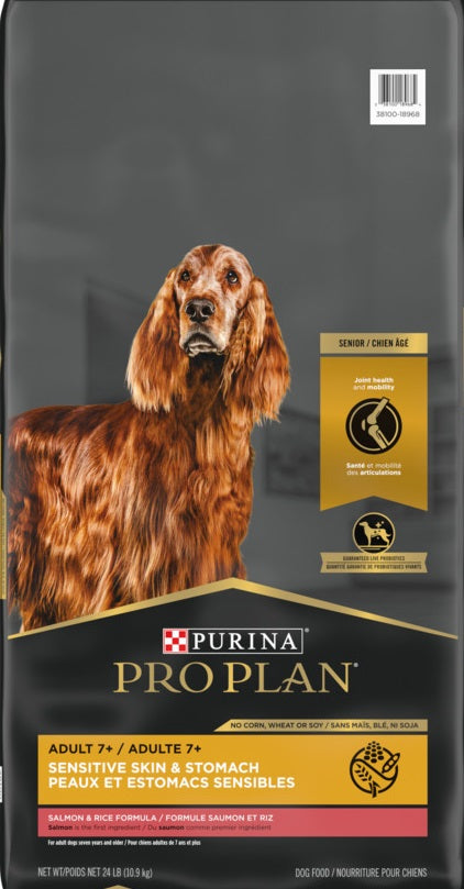 Purina Pro Plan - Chien Adulte 7+ Peau et Estomac Sensible Saumon et Riz - Nourriture Sèche pour Chiens