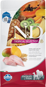 N&D TROPICAL Chien MR & GR Poulet & Fruits Tropicaux 10kg