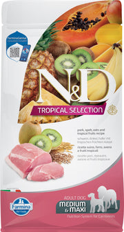 N&D TROPICAL Chien MR & GR Porc & Fruits Tropicaux 10kg