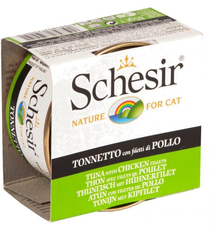 Schesir - Chat Adulte Thon et Filets de Poulet en Gelée - Nourriture Humide pour Chats