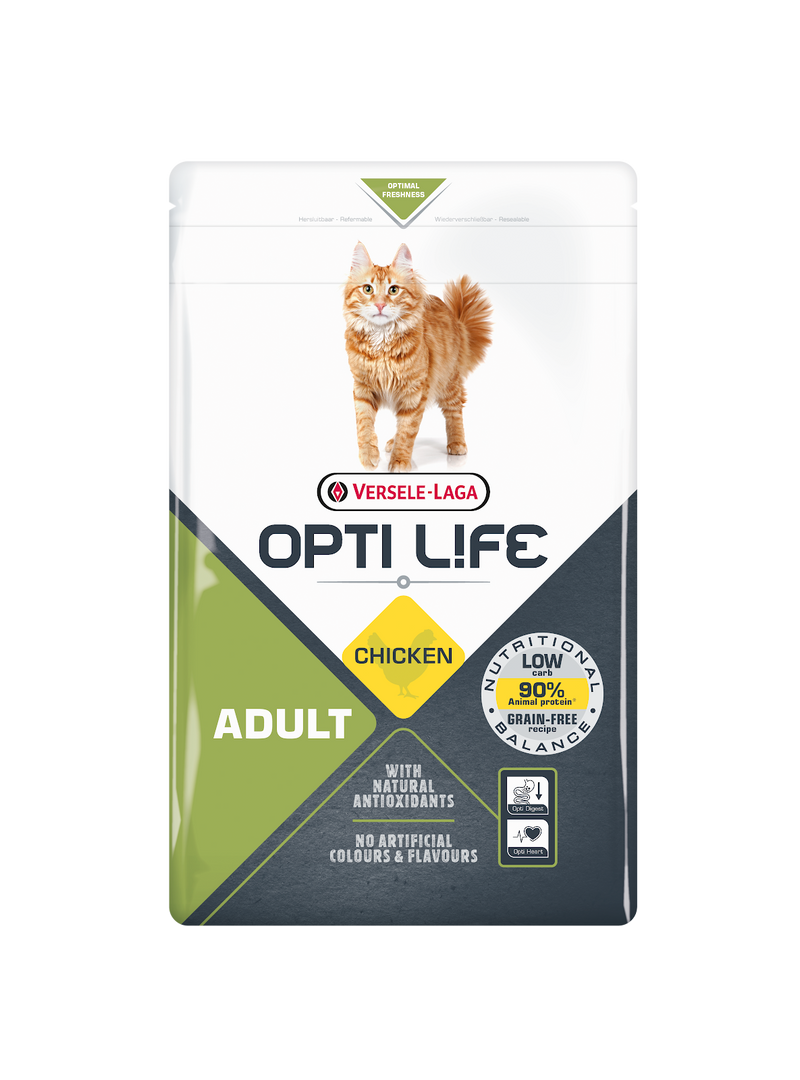 Opti Life - Chat Adulte Poulet - Nourriture Sèche pour Chats