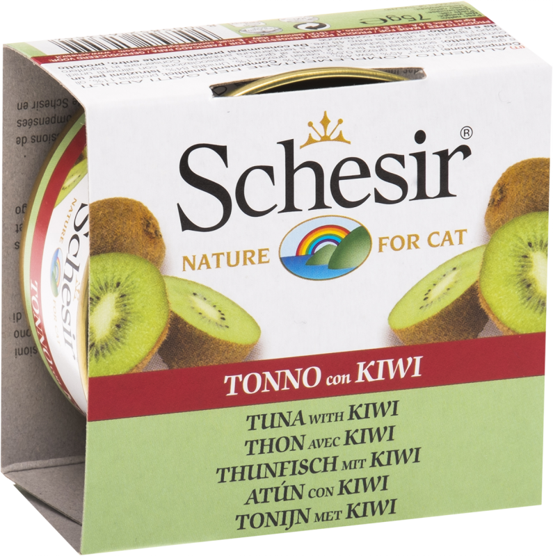 Schesir - Chat Adulte Thon, Morceaux de Kiwi et Riz - Nourriture Humide pour Chats