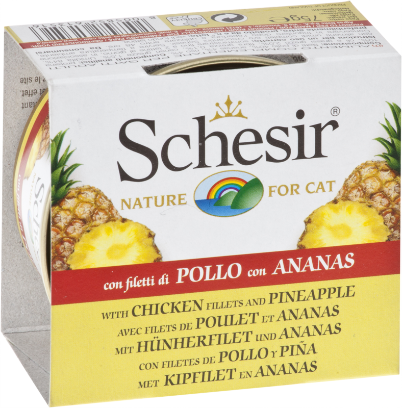 Schesir - Chat Adulte Poulet et Morceaux d'Ananas - Nourriture Humide pour Chats