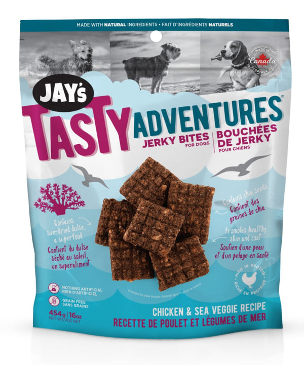JAY'S TASTY Gâteries Chien Jerky Poulet & Légumes de Mer 454g