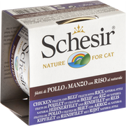 Schesir - Chat Adulte Filets de Poulet et Boeuf au Naturel en Eau de Cuisson - Nourriture Humide pour Chats