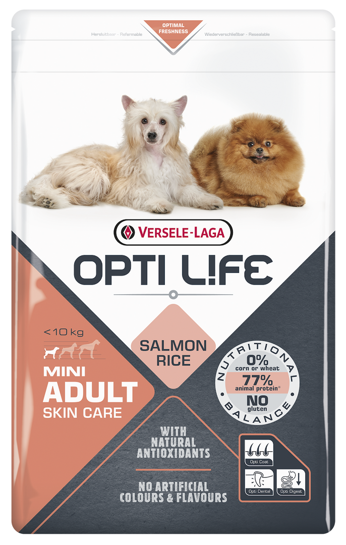 Opti Life - Chien Petite Race Soins de la Peau Saumon - Nourriture Sèche pour Chiens