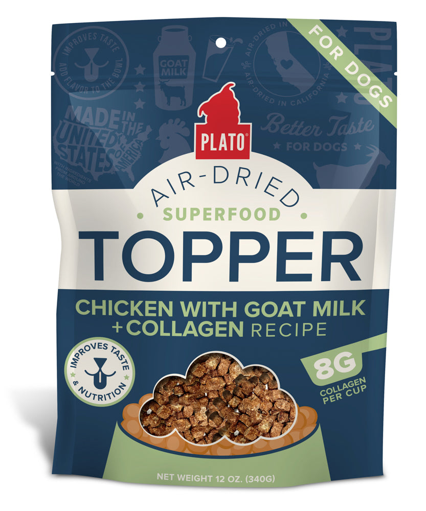 PLATO Gâteries Chien Topper Poulet, Lait Chèvre & Collagène 340g