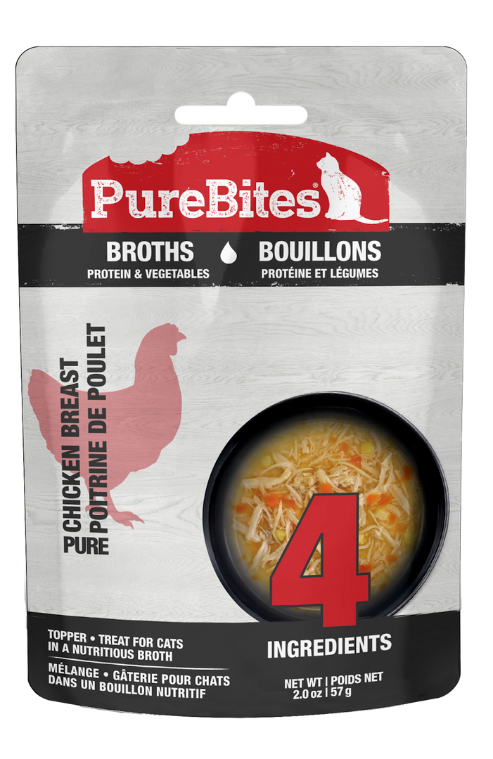 PureBites - Chat Poitrine de Poulet et Légumes en Bouillon - Garniture pour Chats en Sachet