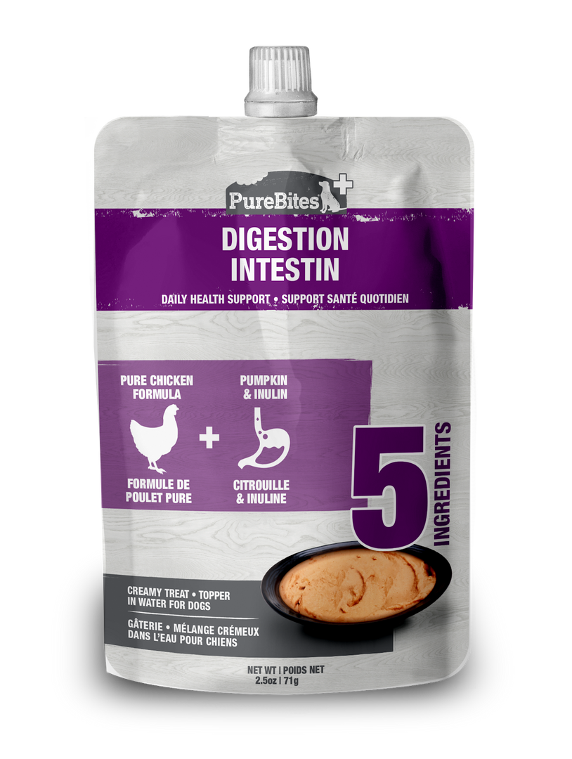 Purebites - Chien Intestin Poulet et Citrouille, Mélange Crémeux dans l'Eau - Garniture Sans Grains pour Chiens en Pochette