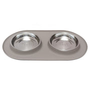 MESSY CATS Bol Double Inox Base Silicone Gris