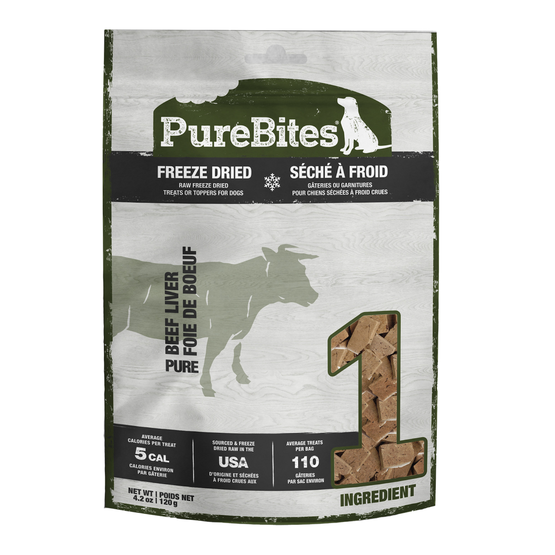 PureBites - Foie de Boeuf - Gâteries ou Garnitures Lyophilisées pour Chiens