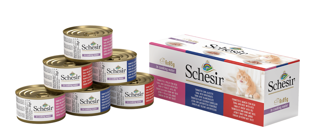 Schesir - Chat Adulte Multipak de 6 en Eau de Cuisson - Nourriture Humide pour Chats