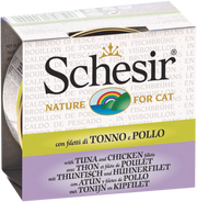 Schesir - Thon et Filets de Poulet en Bouillon - Nourriture Humide pour Chats