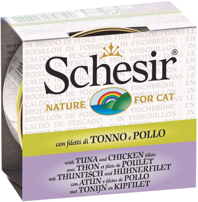 Schesir - Chat Adulte Thon et Poulet en Bouillon - Nourriture Humide pour Chats