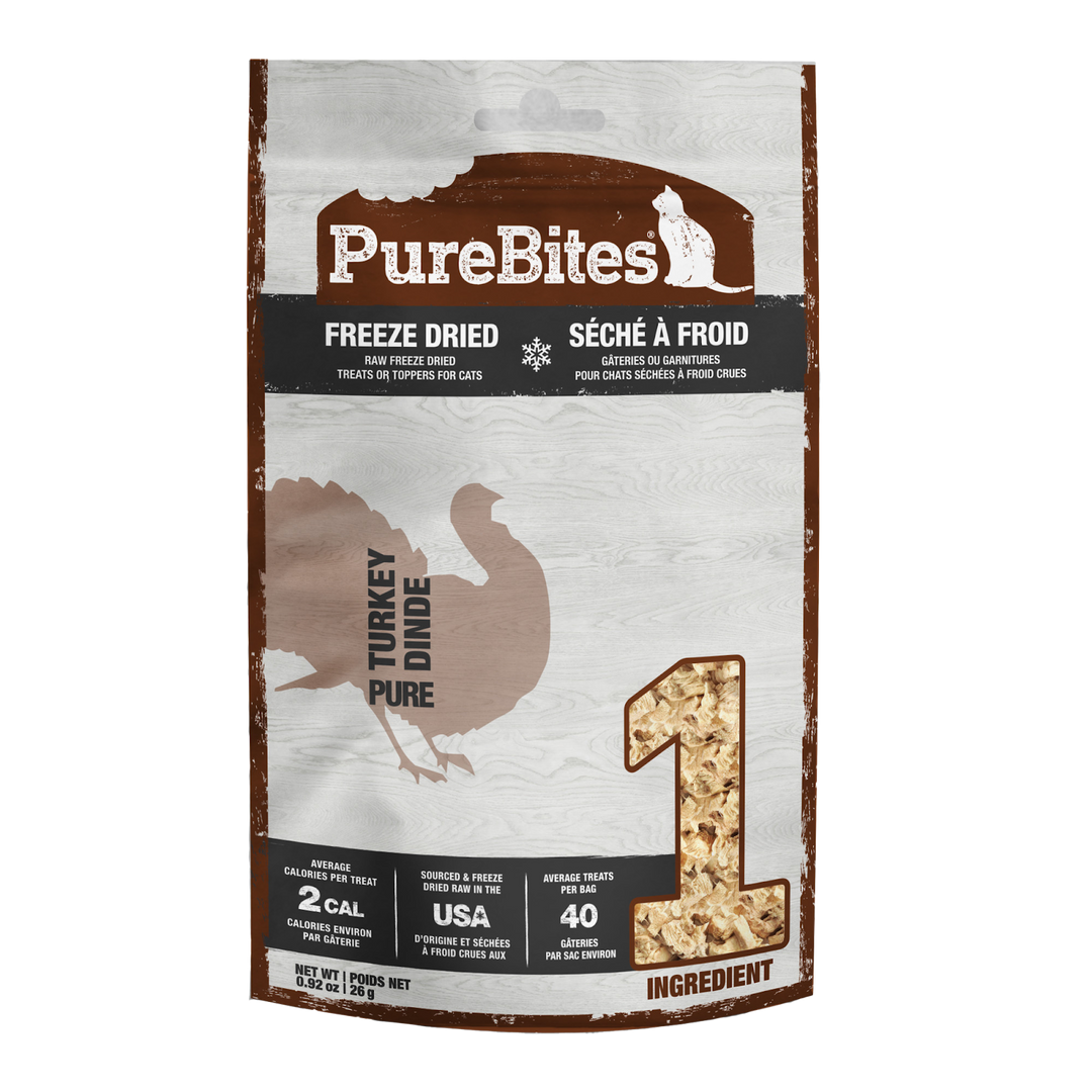 PureBites - Dinde - Gâteries ou Garnitures Lyophilisées pour Chats
