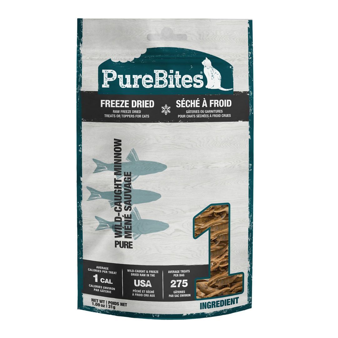 PureBites - Méné Sauvage - Gâteries ou Garnitures Lyophilisées pour Chats
