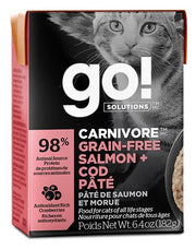 GO! CARNIVORE Chat Tetra Pak Pâté Saumon & Morue SG 182g